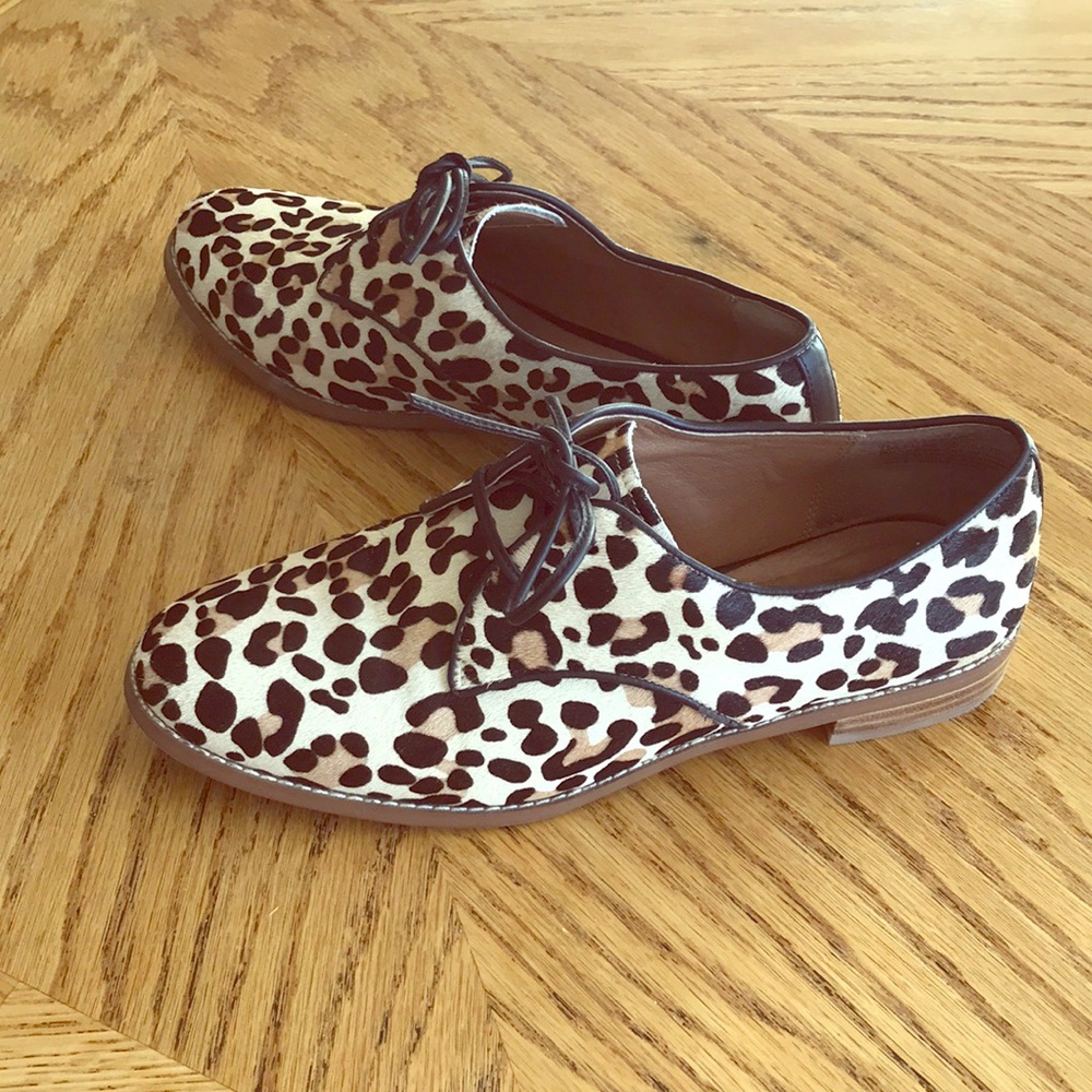 Halogen pony fur lace up oxfords